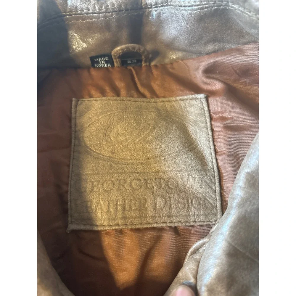 Georgetown Leather Design Bomber Jacket Mens 2X Brown Excellent Vintage Aviator